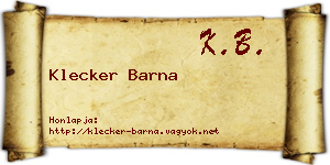 Klecker Barna névjegykártya