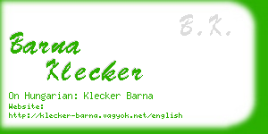 barna klecker business card
